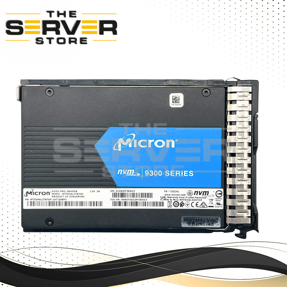 Micron 3.84TB NVMe U.2 PCIe Gen 3.0 x4 RI 2.5" SSD 9300 Pro Series MTFDHAL3T8TDP with HPE ProLiant SFF SC Tray