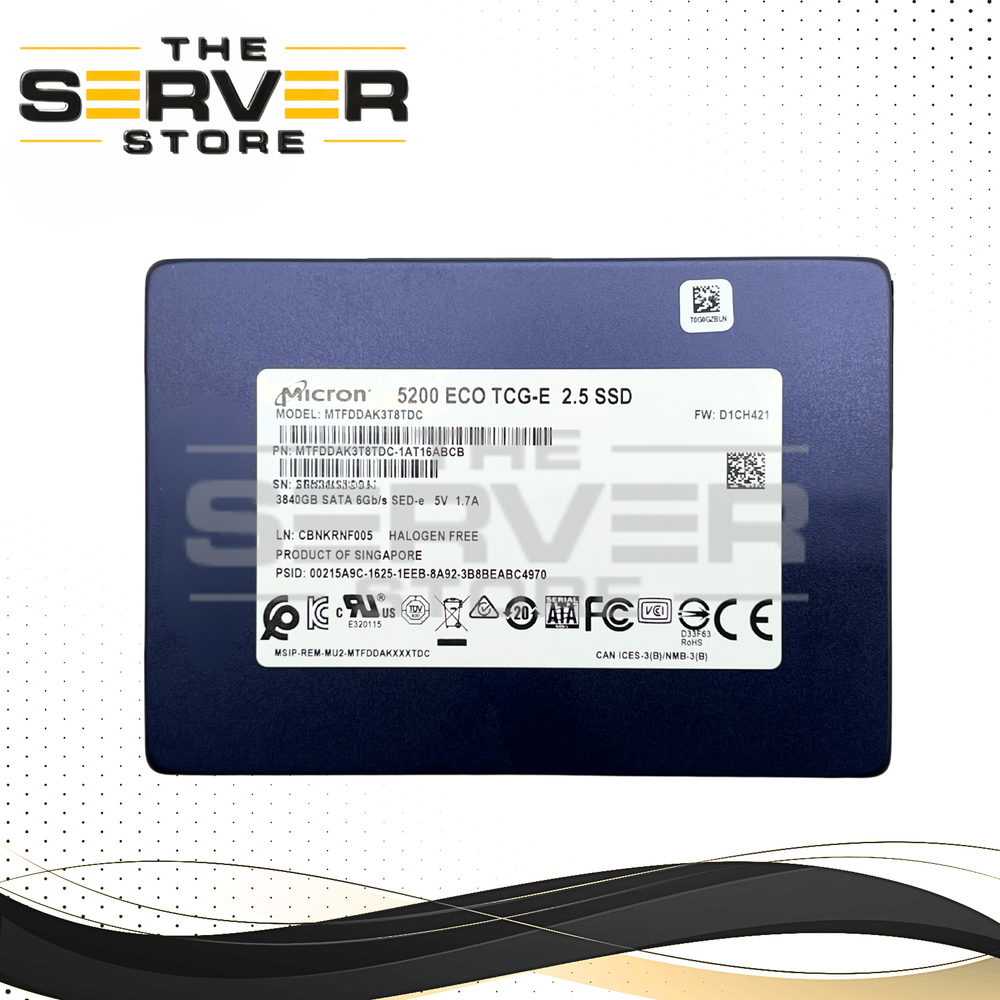 Micron 3.84TB SATA 6G RI 2.5" SED SSD 5200 ECO TCG-E Series MTFDDAK3T8TDC-1AT16ABCB