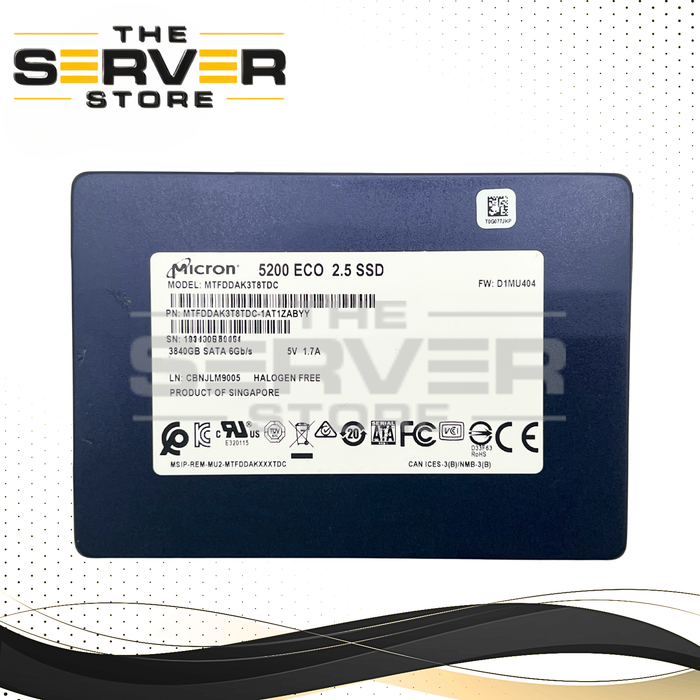 Micron 3.84TB SATA 6G RI SFF 2.5" SSD 5200 ECO Series MTFDDAK3T8TDC-1AT1ZABYY