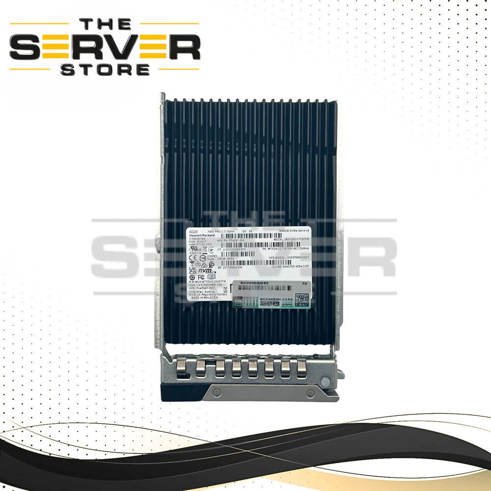 Micron 7.68TB NVMe U.3 PCIe Gen 4.0 x4 RI 2.5" SSD 7450 Pro Series for Dell PowerEdge Server with tray for Gen: 16th 15th 14th MTFDKCC7T6TFR