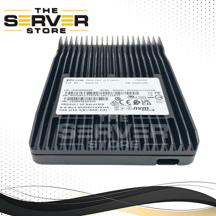 Micron 7.68TB NVMe U.3 RI SFF 2.5" PCIe 4.0 x4 SSD 7450 PRO MTFDKCC7T6TFR-1BC1ZABYY