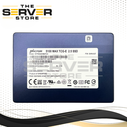 Micron 960GB SATA 6Gb/s MU SFF 2.5" SSD 5100 MAX Series MTFDDAK960TCC