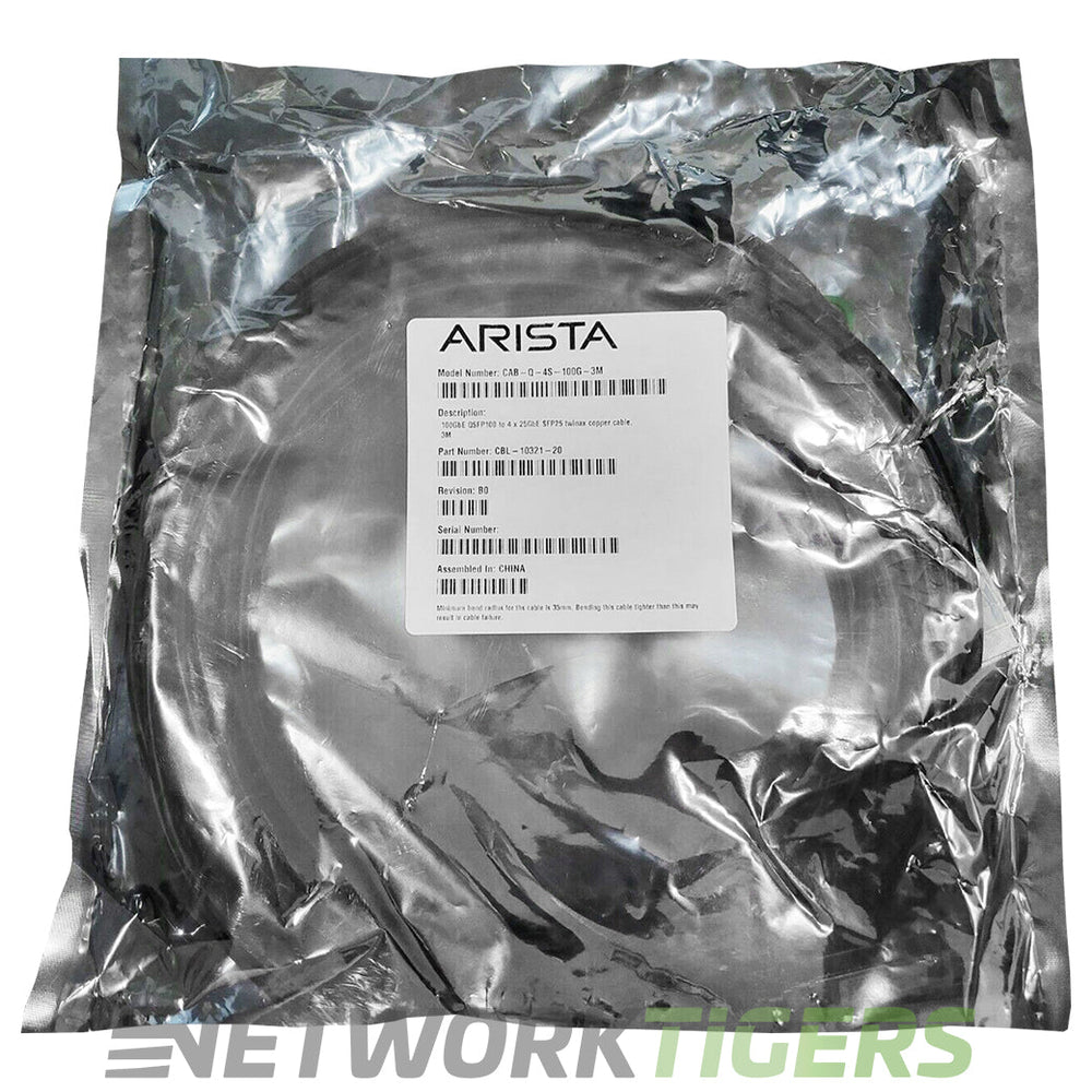 NEW Arista CAB-Q-4S-100G-3M 3m 100GB QSFP to 4x 25GB SFP28 DA Breakout Cable