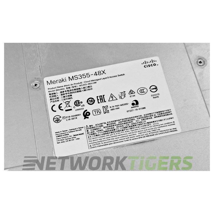 NEW Cisco Meraki MS355-48X-HW 32x RJ45 16x PoE RJ45 2x QSFP+ Unclaimed Switch