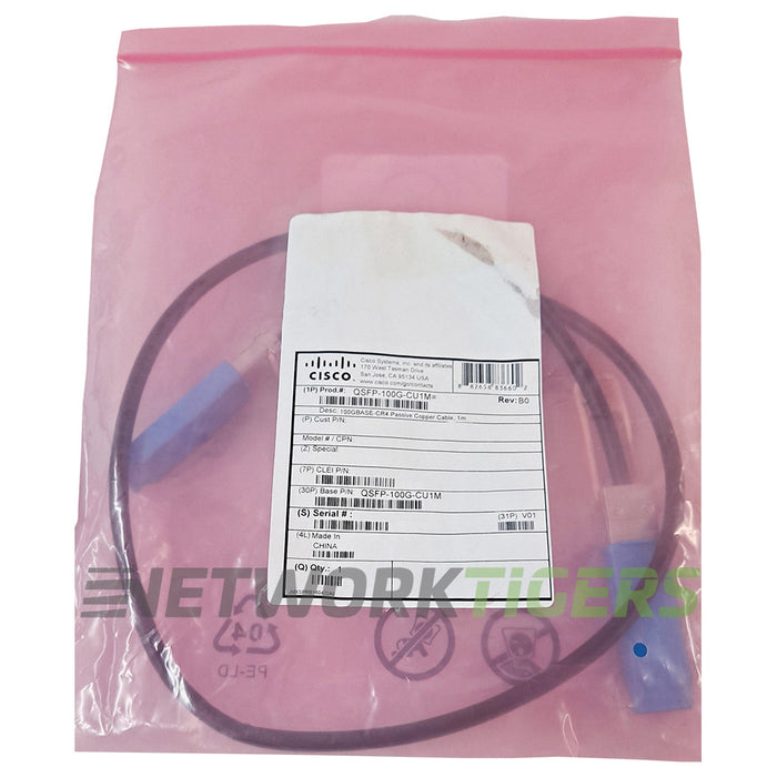 NEW Cisco QSFP-100G-CU1M 1m 100GB QSFP28 Direct Attach Copper Cable