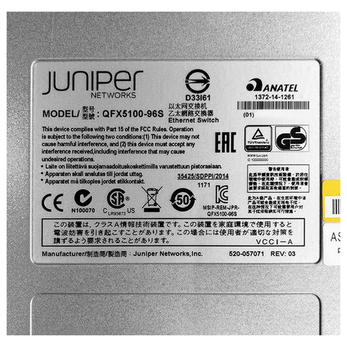 NEW Juniper QFX5100-96S-DC-AFI 96x 10GB SFP+ 8x 40GB QSFP+ B-F Air (DC) Switch