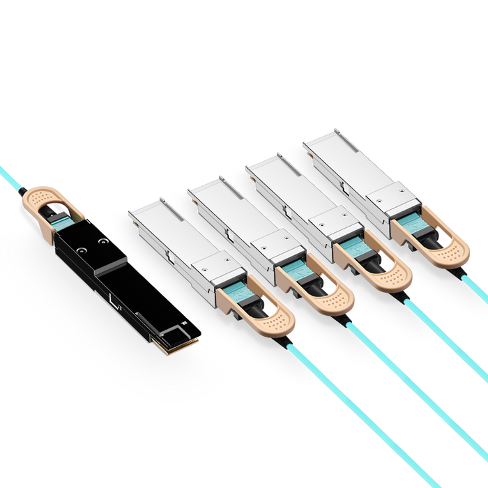 NSComm 400G QSFP56-DD to 4x100G QSFP56 Active Optical Cable, OM3 Multimode, up to 30m