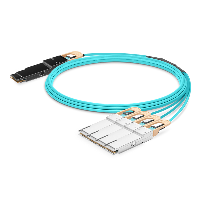 NSComm 400G QSFP56-DD to 4x100G QSFP56 Active Optical Cable, OM3 Multimode, up to 30m