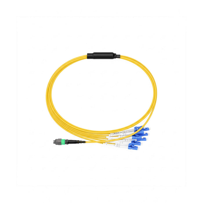 NSComm MPO 16F APC to 8xLC UPC Duplex Harness Cables, 16 Fibers, Singlemode (OS2, G.657.A1), OFNR, Crossover