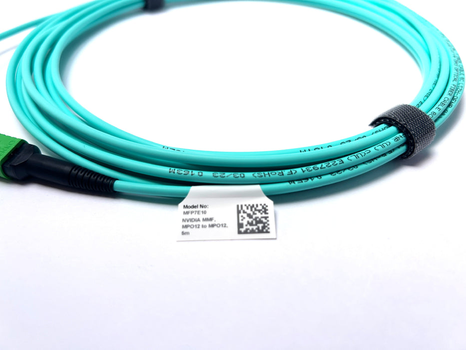 NVIDIA MFP7E10-N005 5M Passive Multimode Fiber Cable — MPO-12/APC to MPO-12/APC