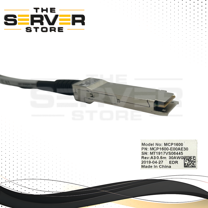 NVIDIA Mellanox 100GbE QSFP28 0.5m Direct Attach Cable DAC MCP1600-E00AE30