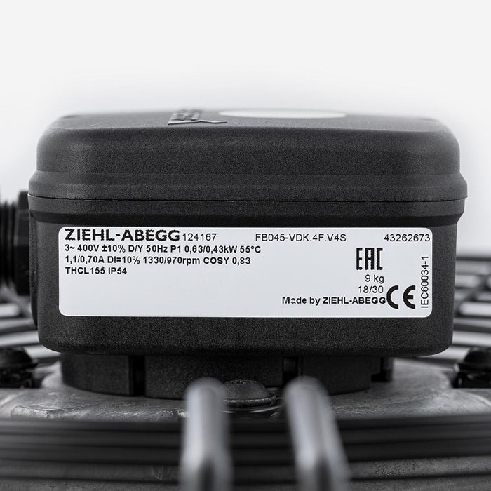 FB045-VDK.4F.V4S  ZIEHL-ABEGG Axial Fan 400V 0.43/0.33kW 0.79/0.53A 1370/1030rpm