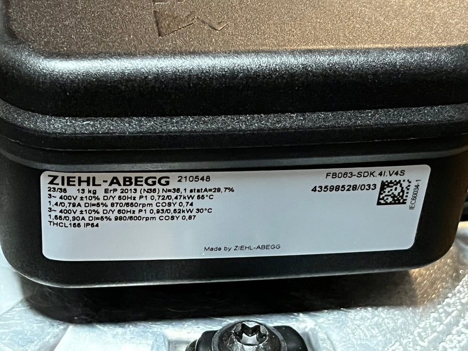 FB063-SDK.4I.V4S ZIEHL-ABEGG Axial Fan 3~400V 0.93/0.47kW 1.55/0.79A