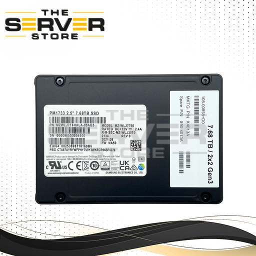 NetApp 7.68TB NVME U.2 PCIe Gen 4.0 x4 RI SFF 2.5" SSD Samsung PM1733 Series MZ-WLJ7T60 X4013A X90-4013A