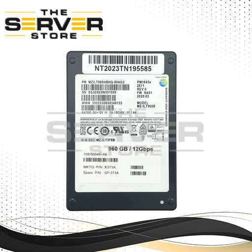 NetApp 960GB SAS 12Gbps RI SFF 2.5" SSD MZ-ILT960B Samsung PM1643a X371A SP-371A