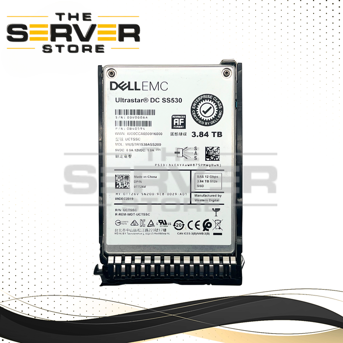 (New Open Box) 3.84TB Western Digital (WD) Ultrastar DC SS530 12Gbps SAS SSD WUSTR1538ASS200 (0TT26V) for HPE ProLiant DL560 / DL580 Gen10 (HPE SFF SC Tray Included)