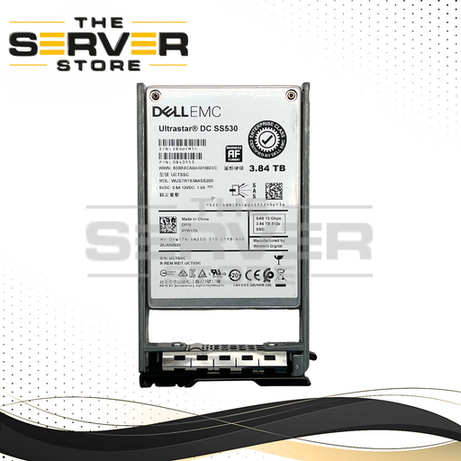 (New Open Box) Dell EMC 3.84TB SAS 12G RI 2.5" SSD WD DC SS530 WUSTR1538ASS200 0YW17N YW17N for Dell PowerEdge Gen 13th 12th 11th Tray