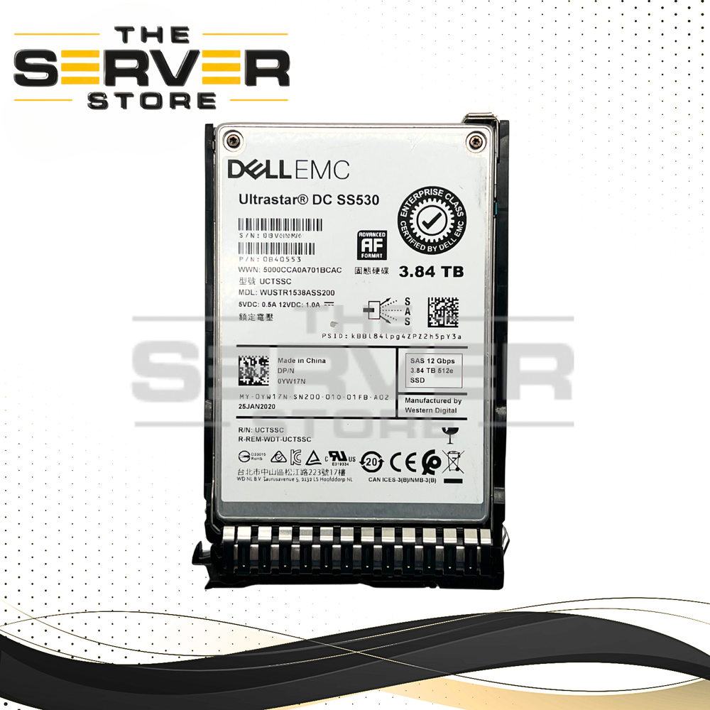 (New Open Box) Western Digital (WD) 3.84TB SAS 12G RI (with SFF SC Tray) 2.5" SSD DC SS530 Series WUSTR1538ASS200 for HPE ProLiant Servers