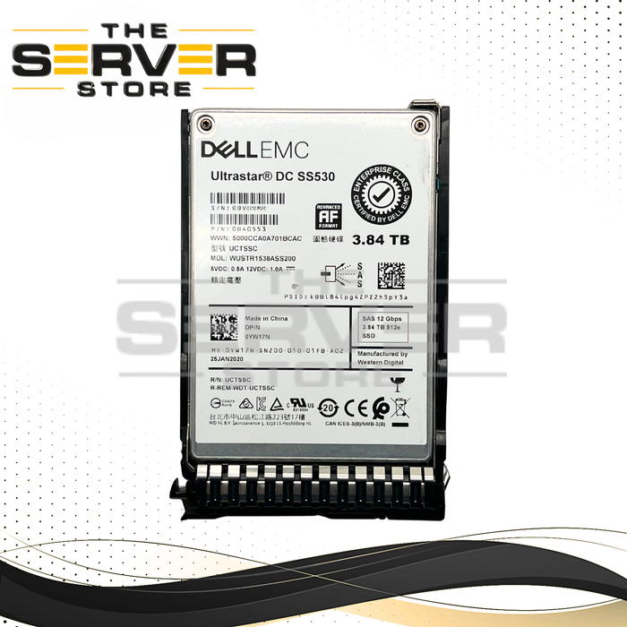 (New Open Box) Western Digital (WD) 3.84TB SAS 12G RI (with SFF SC Tray) 2.5" SSD DC SS530 Series WUSTR1538ASS200 for HPE ProLiant Servers