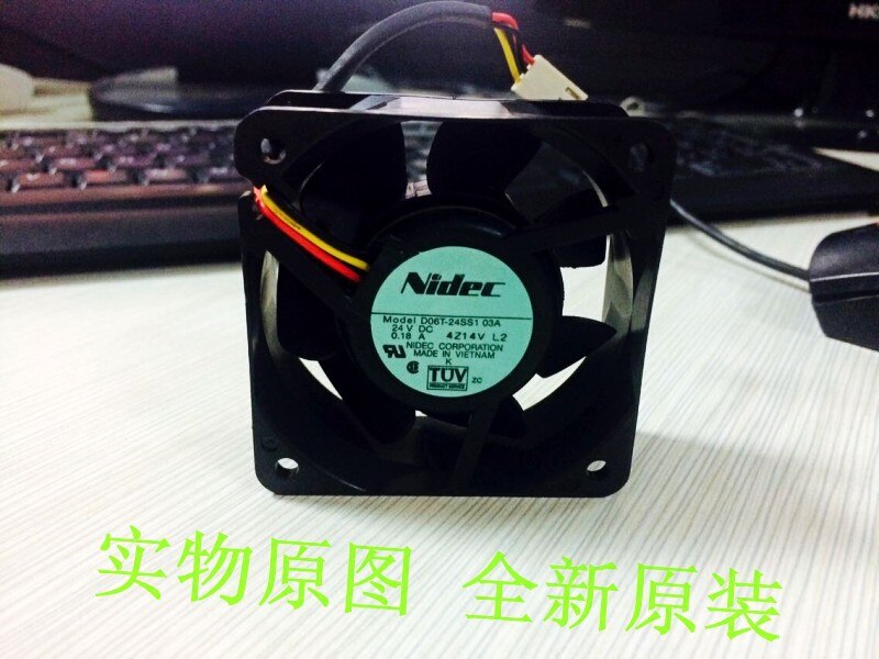 Nidec D06T-24SS1 03A 60x60x25mm 24V DC 0.18A 3-Wire Axial Cooling Fan
