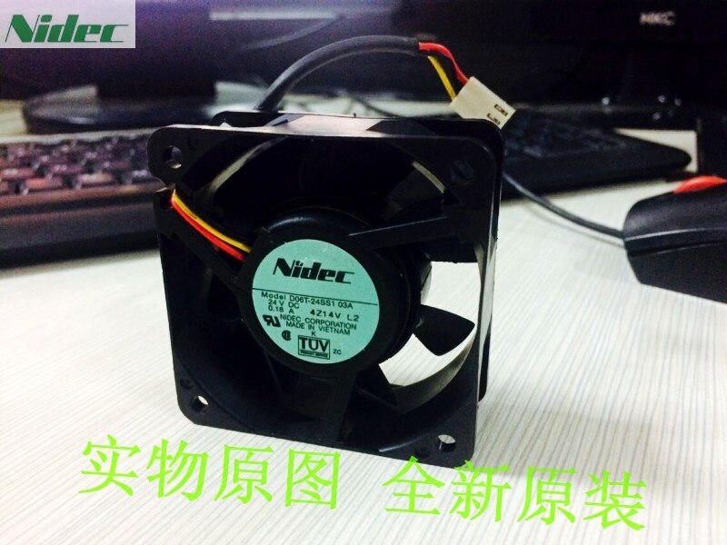Nidec D06T-24SS1 03A 60x60x25mm 24V DC 0.18A 3-Wire Axial Cooling Fan