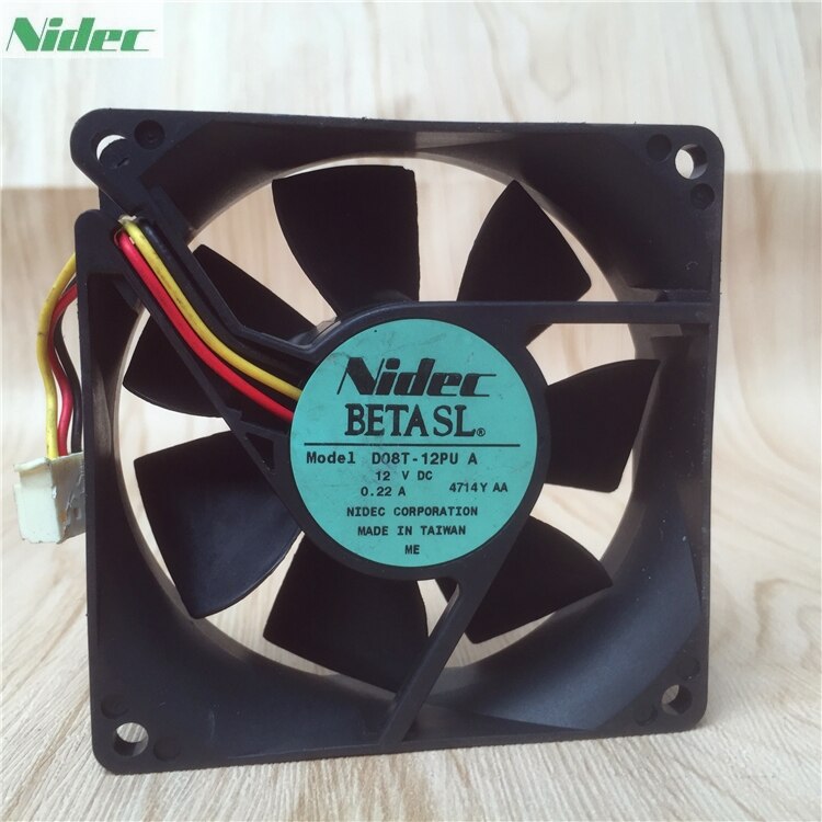 Nidec D08T-12PU 12V DC 80x80x25mm Brushless Cooling Fan