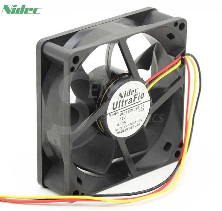 Nidec U80T12MUB7-53 80x80x25mm 12V DC 0.19A Axial Cooling Fan
