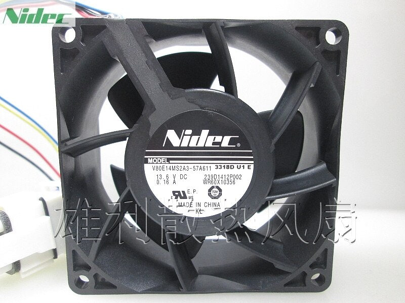 Nidec V80E14MS2A3-57A611 80x80x38mm EC 2A 4-Wire Axial Cooling Fan