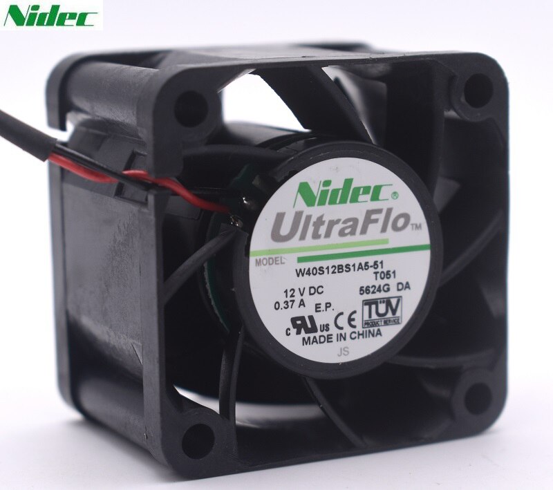 Nidec W40S12BS1A5-51 40x40x28mm 12V DC 0.37A Axial Cooling Fan
