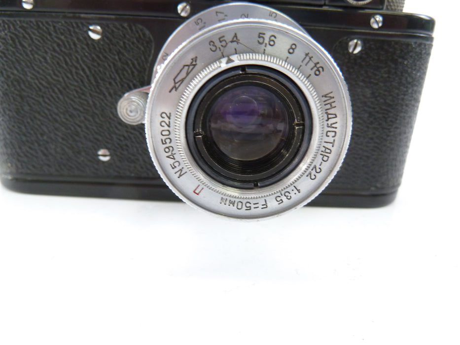Zorki Type 1D Zopkuu Black Body with nhayctap-22 50MM f3.5 lens