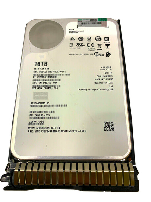 P23863-B21 I Genuine HPE 16TB SAS 7.2K LFF SC 512E Ise Hard Drive