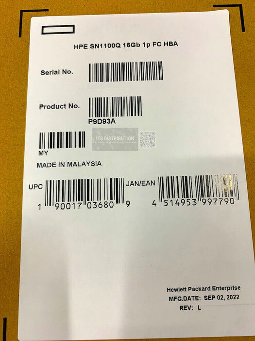 P9D93A I Brand New HPE StoreFabric SN1100Q 16GB 1P FC HBA SFP+ 853010-001