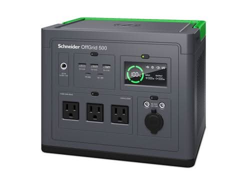 Schneider PPS500 OffGrid Portable Power Station 500 120V 517Wh Lithium-ion LCD 3 NEMA Sinewave