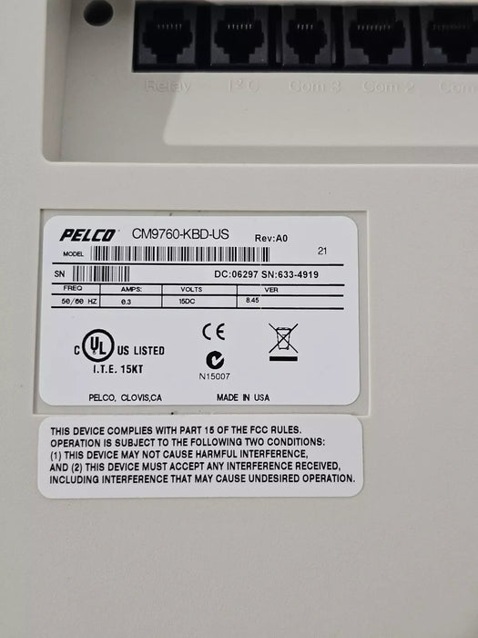 Pelco CM9760-KBD-US Desktop Keyboard, Full Function Pelco