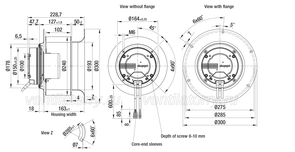 R3G250-AQ28-71 ebm papst centrifugal fan