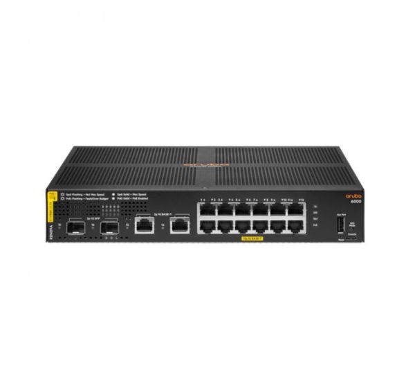 R8N89A#ABA - HP Aruba CX 6000 Series 12-Ports 10/100/1000BASE-T Class4 Ethernet Layer 2 Rack-mountable Managed Network Switch with 2-Ports SFP