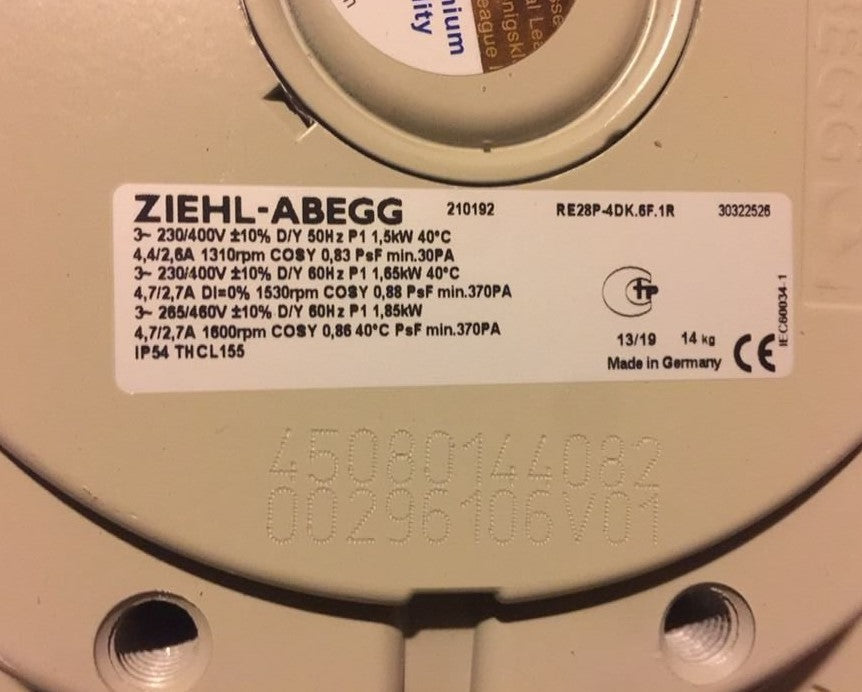 RE28P-4DK.6F.1R ZIEHL-ABEGG Centrifugal Fan