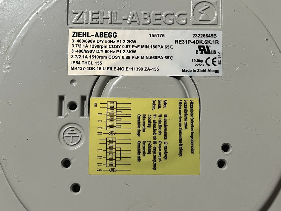 RE31P-4DK.6K.1R ZIEHL-ABEGG Centrifugal Fan