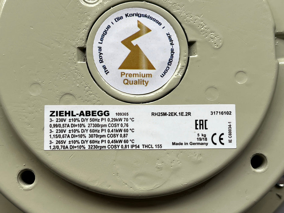 RH25M-2EK.1E.2R ZIEHL-ABEGG centrifugal fan  1-230V  0.43W 1.9A 3150rpm