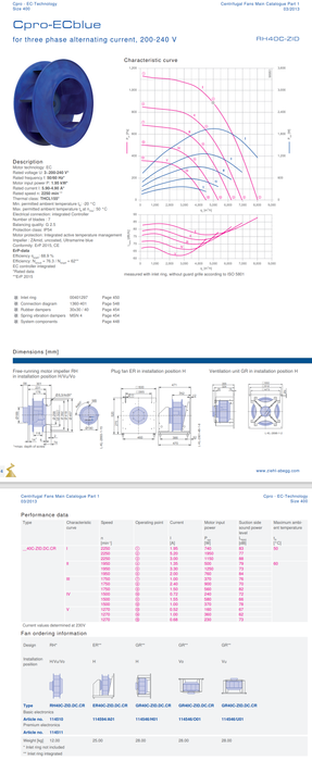 RH40C-ZID.DC.CR ZIEHL-ABEGG centrifugal fan