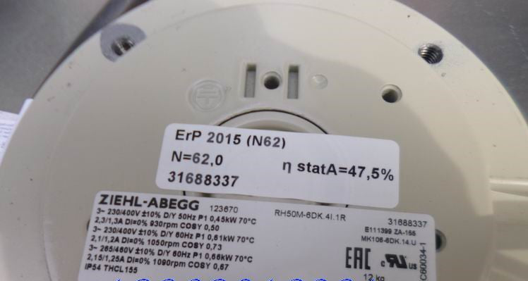 RH50M-6DK.4I.1R ZIEHL-ABEGG Industrial centrifugal fan 3-230/460V | 0.66/0.45KW