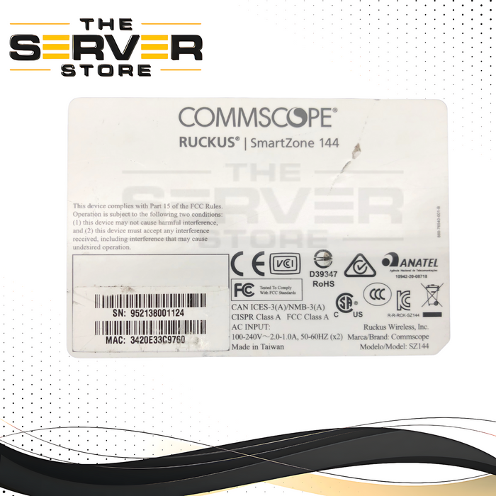 Ruckus Commscope SmartZone 144 (SZ-144) Next Generation 4x 1G, 4x 10G WLAN Controller 1RU. P/N: SZ-144.