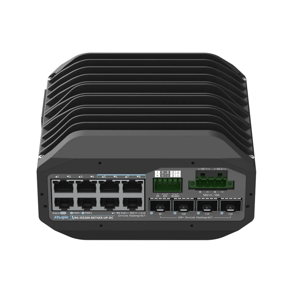 Ruijie RG-IS5200-8GT4XS-UP-DC Industrial 8-Port PoE+ Switch 4×10G Uplinks