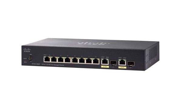 SF352-08MP - Cisco 350 Series 8-Ports 100BASE-TX PoE+ Layer 3 Rack-mountable Managed Network Switch with 2-Ports SFP