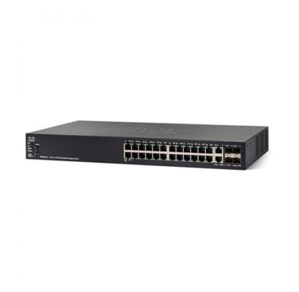 SF550X-24P - Cisco 550X Series 24-Ports 10/100/1000BASE-T PoE+ Layer 3 Rack-mountable Managed Network Switch with 4-Ports SFP+