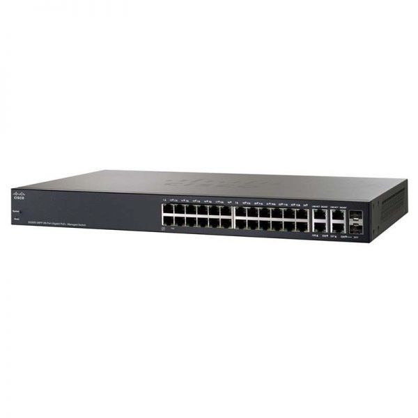 SG300-28PP-K9 - Cisco 300 Series 24-Ports 10/100/1000BASE-T PoE+ Layer 3 Rack-mountable Managed Network Switch with 2-Ports SFP