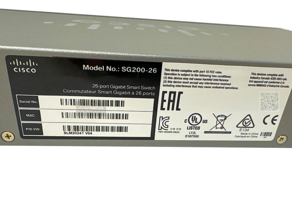 SLM2024T-NA I Cisco Small Business SG200-26 26 Port Gigabit 2 SFP Smart Switch