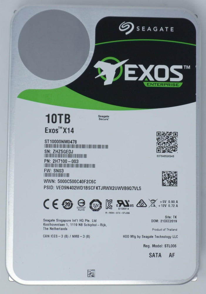 Seagate ST10000NM0478 Exos X14 10TB 7200RPM SATA 6Gb/s 3.5'' HDD