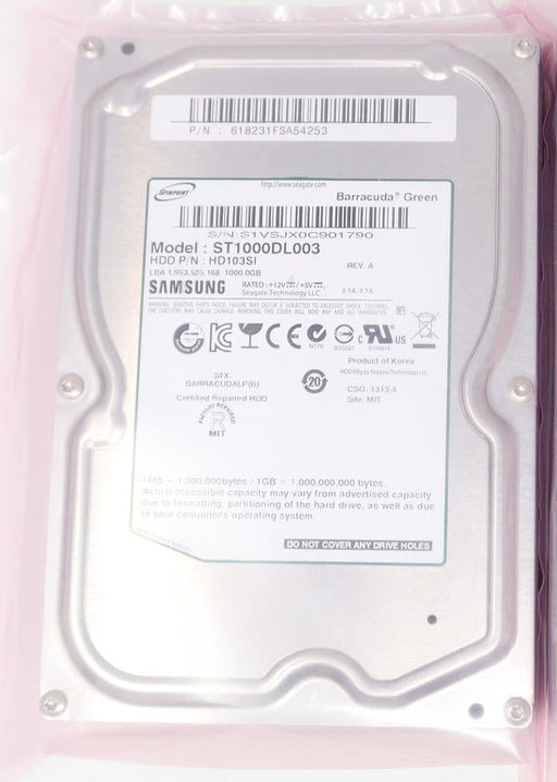 ST1000DL003 Seagate HD103SI 1TB 5.4K RPM 3Gb/s 3.5" SATA Hard Drive