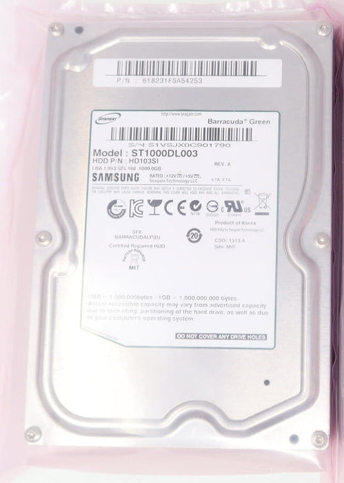 ST1000DL003 Seagate HD103SI 1TB 5.4K RPM 3Gb/s 3.5" SATA Hard Drive
